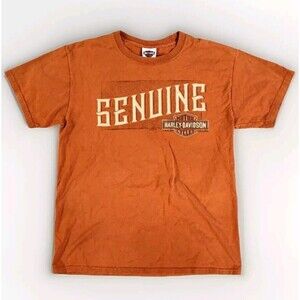 Harley Davidson New Port Richey Florida Orange T Shirt Size Medium  Hanes Beefy